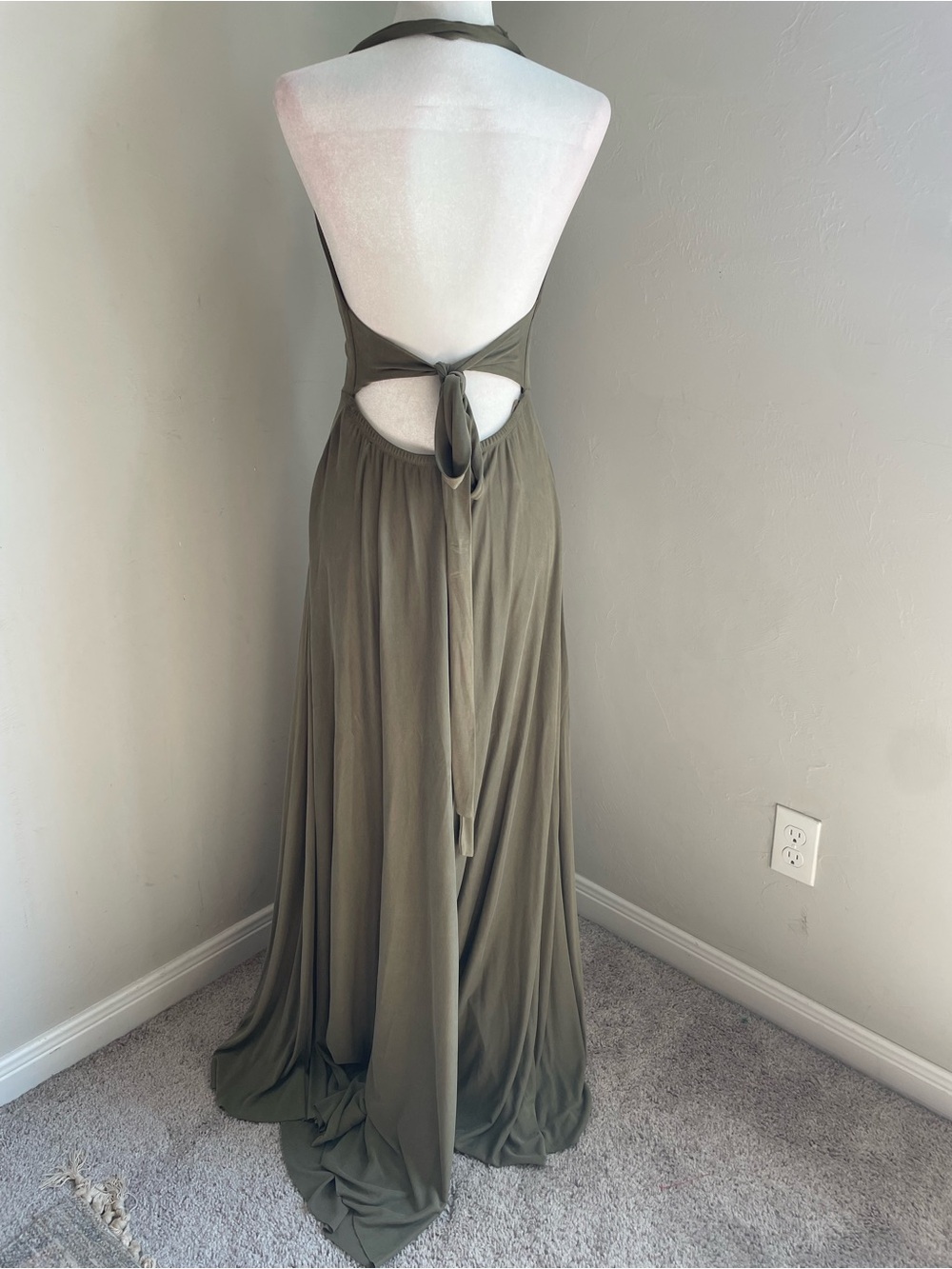 Free People Olive Green Halter Maxi Dress - Picture 3 of 9
